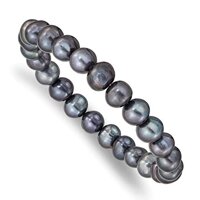 viStar 8-9mm Freshwater Cultured Black Pearl Stretch Bracelet