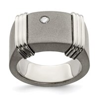 viStar Edward Mirell Titanium & Argentium Sterling Silver .06ct Dia Signet Ring