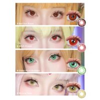 🆕Visual Click Cosplay Ống kính áp tròng được phân loại 1 cặp Ống kính áp tròng màu mềm cho lớp 6 tháng {0,00 đến -8,00} Ống kính cận thị