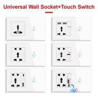 VISWE ổ cắm usb ổ điện 3 chấu ổ cắm âm tường,146*86mm Bảng điều khiển kính trắng