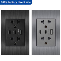 VISWE ổ cắm usb ổ điện 3 chấu ổ cắm chia điện ổ cắm âm tường,5V 2.1A,118*72mm Bảng hợp kim nhôm