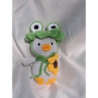 Vịt đeo túi hoa handmade - vịt đeo túi hoa bằng len