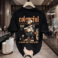 Vịt hoạt hình in họa Áo thun nam oversize 100% cotton unisex Bông cao cấp t-shirt