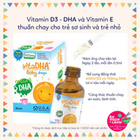 VitaDHA Baby Drops - 3in1: 400iU D3 và 100mg DHA, vitamin E cho bé từ sơ sinh