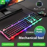 Vital Elegance Bàn phím và chuột keycap tròn GTX300 punk, bộ bàn phím và chuột cơ phát sáng