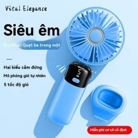 Vital Elegance Mini Quạt cầm tay Màn hình kỹ thuật số Quạt điện nhỏ để bàn USB