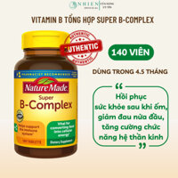 Vitamin B tổng hợp Super B-Complex kèm Vitamin C và Axit Folic Nature made 140 viên