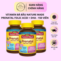 Vitamin Bà Bầu Nature Made| Prenatal Folic + DHA| 200mg DHA| Chính hãng từ Mỹ| 150 viên| Đại Lý Hàng Mỹ