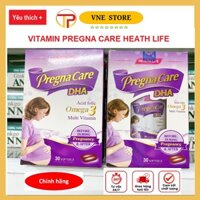 Vitamin bà bầu Pregnacare DHA của Health Life, viên uống hỗ trợ dưỡng chất cho bà bầu hộp 30 viên nang VNE