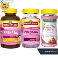 Vitamin bà bầu Prenatal Multi DHA Nature Made Nature Bounty 50-60-90-110-115-150v gummies 58-200mg Date 2020
