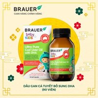 Vitamin BRAUER Baby & Kids Ultra Pure Cod Liver Oil with DHA - Bổ sung DHA tinh khiết cho trẻ từ 1 tuổi (90 viên na
