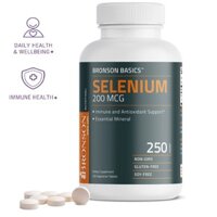 Vitamin BRONSON USA Selenium 200mcg - 250 viên - Tăng cường hệ miễn dịch, chống oxy hoá