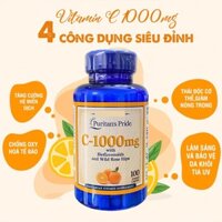 Vitamin c puritan's pride 1000mg tăng đề kháng hộp 100 viên trắng da và tăng sức đề kháng healthycare