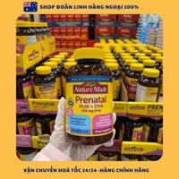Vitamin Cho Bà Bầu Nature Made Prenatal Multi DHA 200mg, Hàng Chuẩn Mỹ, Bầu mỹ Prenatal số 1 Mỹ