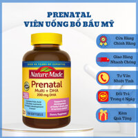 Vitamin Cho Bà Bầu Nature Made Prenatal Multi DHA 200mg Cho Bé Thông Minh Khỏe Mạnh Hộp 150 Viên - Hàng Chuẩn Mỹ