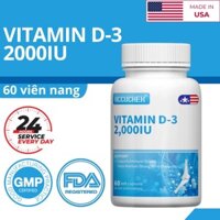 Vitamin D3 2000IU，Hỗ Trợ Sức Khỏe Xương và Cơ Bắp, Tăng Cường Miễn Dịch, Không Chứa Gluten
