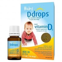 Vitamin D3 Baby Ddrop 400iu 2.5ml/ 90 giọt Mỹ cho bé dưới 1 tuổi