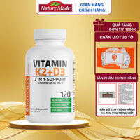 Vitamin D3K2 - MK7 thuần chay Bronson Vitamin K2 MK-7 + Vitamin D3 tăng hấp thụ canxi, giảm đột quỵ ,tốt cho tim mạch