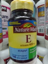 Vitamin E, 400 IU, 100 viên nang mềm, hiệu Nature Made (Thuốc Bổ Hỗ Trợ Tim Mạch & Chống Lão Hóa)