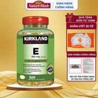 Vitamin E Kirkland Signature E 180mg 400 IU 500 viên, hỗ trợ làm đẹp da giúp làn da mịn màng, tươi trẻ, hạn chế nếp nhăn