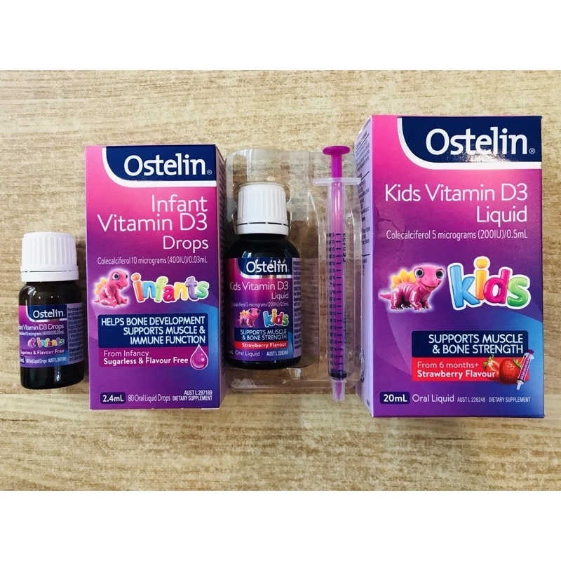 Vitamin hỗ trợ xương và đề kháng cho bé Ostelin Infant Vitamin D3 Drops 2.4ml của Úc
