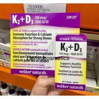 Vitamin K2+D3 từ Webber Naturals,hộp 60& 220viên Softgels, HSD 2026