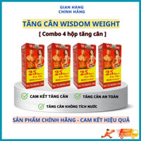 Vitamin tăng cân, 4 hộp tăng cân wisdom weight, vitamin hỗ trợ tăng cân giúp ăn ngủ ngon, hấp thụ tối đa các dưỡng chất