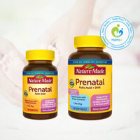 Vitamin tổng hợp bầu Mỹ (150v) bổ sung dinh dưỡng, DHA cho mẹ bầu và sau sinh Nature Made Prenatal Multi + DHA, USA