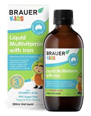 Vitamin tổng hợp Brauer Kids Liquid Multivitamin with Iron