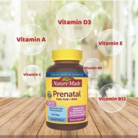 Vitamin tổng hợp cho mẹ bầu Prenatal Folic Acid + DHA 150 viên Nature Made giúp phát triển não bộ, hệ thần kinh mẹ và bé