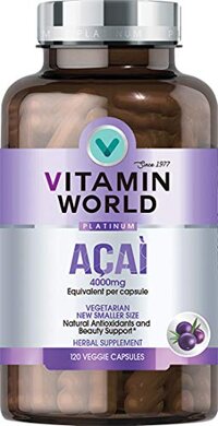 Vitamin World Platinum Acai 4000mg | Premium Antioxidant & Beauty Support Supplement feat. High-Potency Acai Extract & Red Orange Complex, 120 Caps...