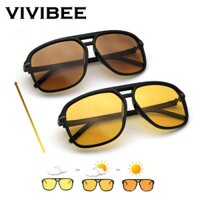 VIVIBEE Men Photochromic Night Vision Sunglasses Color Change Transition Yellow Big Sun Glasses Oversized Polarized Gogg