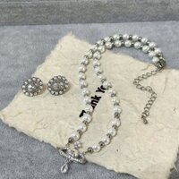 Vivienne Westwood Hợp Thời Trang Thoáng Mát Hot Girl Ngọc Trai Đính Hạt Sao Thổ Ngọc Trai Vòng Cổ Ba Chiều Hành Tinh Bông Tai