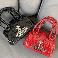 Vivienne Westwood Phiên bản phải Tự Chế Bóng Sao Thổ Có Giá Trị Cao Ngọt Ngào Mát Họa Tiết Cá Sấu Kẹp Đôi Mini Crossbo