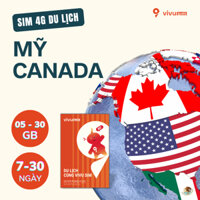 VIVU SIM 4G du lịch Mỹ - Canada (5Gb-30Gb, 7-30 ngày) - Gói cố định