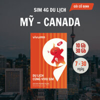 VIVU SIM 4G du lịch Mỹ - Canada (5Gb-30Gb, 7-30 ngày) - Gói cố định