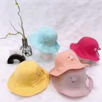 VK-Nón vành tròn Duy Ngọc rút dây thêu hoa size 48cm