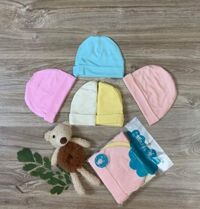 VK-Sỉ 10 nón trọc 2 lớp màu thun lạnh Minzy cho bé sơ sinh
