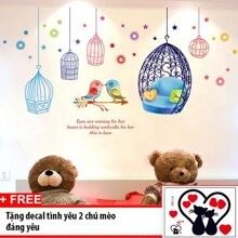 Decal dán tường lồng chim và sao XL7190