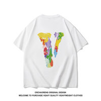 Vlone Bảng Chữ Cái In Hình Đường Phố Mỹ Hip Hop Tay Ngắn Nam Cặp Đôi Mùa Hè Áo Thun Rời Thường Ngày
