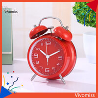 [Vm] Đồng hồ báo thức chuông đôi Dễ đọc Âm thanh lớn Trang trí bàn bằng kim loại Đồng hồ báo thức để bàn cho văn phòng