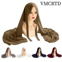 Vmcrtd Hijab, Khăn choàng mềm mại thoáng khí, Khăn voan bong bóng màu trơn chất lượng cao dành cho nữ
