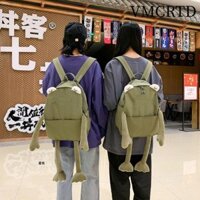 Vmcrtd Hoạt Hình Ếch Ba Lô, Hình Ếch Xanh Túi Đi Học, Ba Lô Vải Canvas Dễ Thương Cô Gái