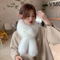 Vmcrtd Khăn Ấm, Lông Thú Giả Lông Thỏ Tai Cổ Gaiter, Màu Trơn Lạnh Mùa Đông Giả Lông Cổ Khăn Quấn