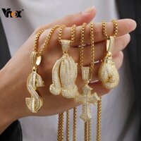 Vnox 18k Vàng Zircon Mặt Dây Chuyền Vòng Cổ Cho Nam, Không Gây Dị Ứng Không Phai Màu Sang Trọng Sáng Bóng Trang Sức Thời