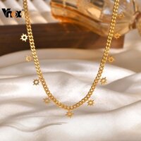 Vnox Thép Không Gỉ Nhỏ Mặt Trời Vòng Cổ Dành Cho Nữ Cô Gái Nhỏ Mini Dây Xích Choker Trang Sức Quà Tặng