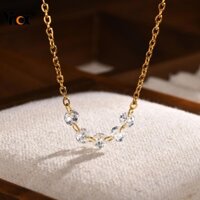 Vnox Thép Không Gỉ Zircon Dây Chuyền Nữ Vàng 18K Dây Chuyền Vòng Cổ Trang Sức Thời Trang Quà Tặng