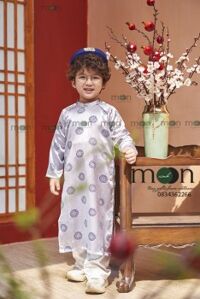 VNS 335 - Áo dài truyền thống bé trai gấm dệt mặt lụa mềm