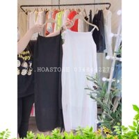 (VNXK RẺ) VÁY HAI DÂY MAXI VOAN DÀI HOT - ĐẦM SUÔNG 2 LỚP MÀU TRẮNG ĐEN - Lisa.m.Store