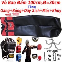 Vỏ Bao Cát Da KaMat Boxing Dài 100cm - Tặng Găng MMA + Bóng Phản Xạ Treo Đầu